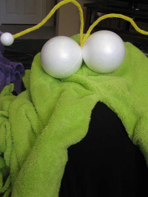 The antenna are attached to the top of the eyes to create an alien look for the Yip Yip.