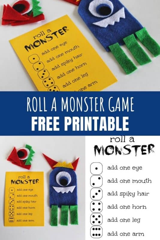 Roll a Monster Game Free Printable Homemade Heather