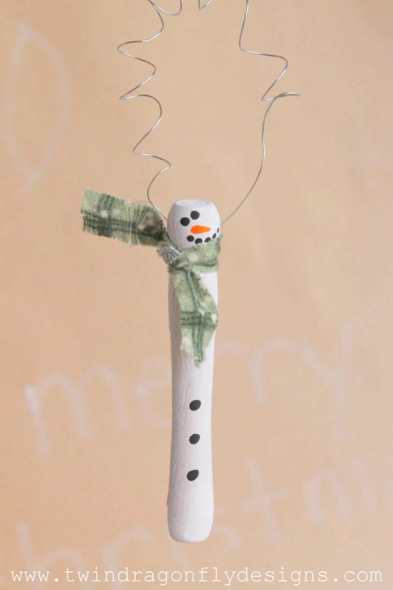 Wooden Peg Snowman Ornament
