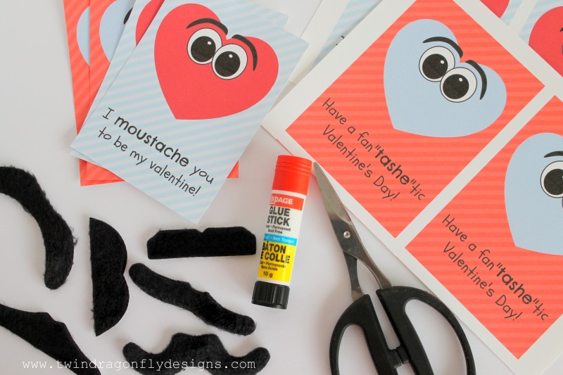 Moustache Valentines with Free Printable