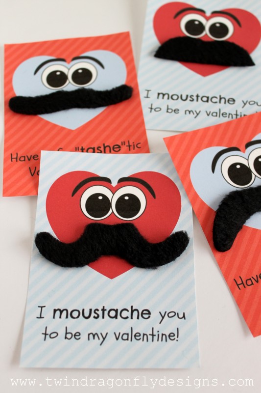 Moustache Valentines with Free Printable