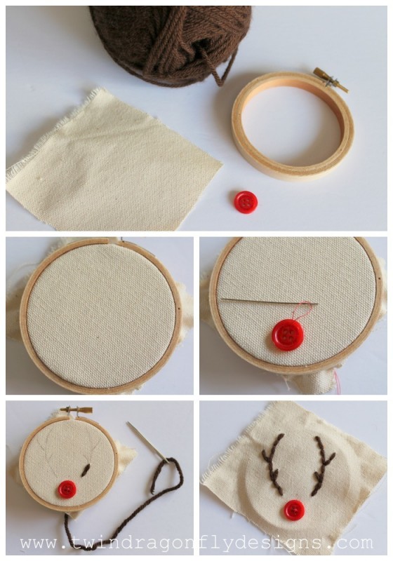 Reindeer Embroidery Hoop Ornament