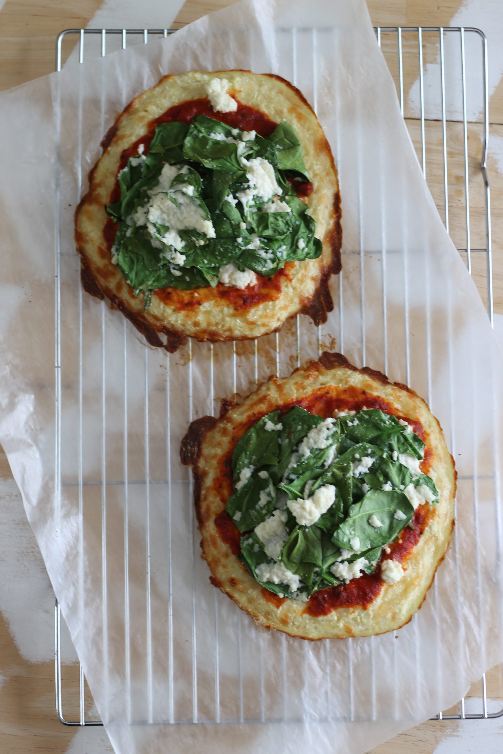 Spinach and Ricotta Cauliflower Crust Pizza