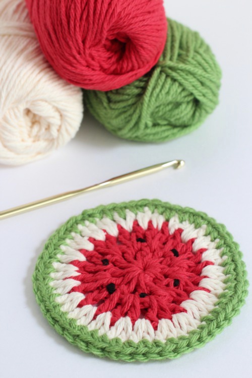 Watermelon Crochet Coasters