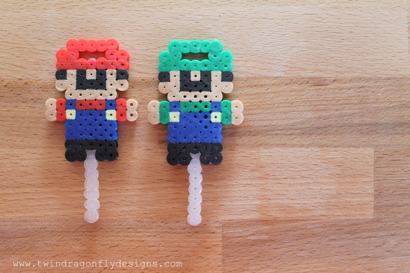 Mario & Luigi Perler Bead Bubble Wands