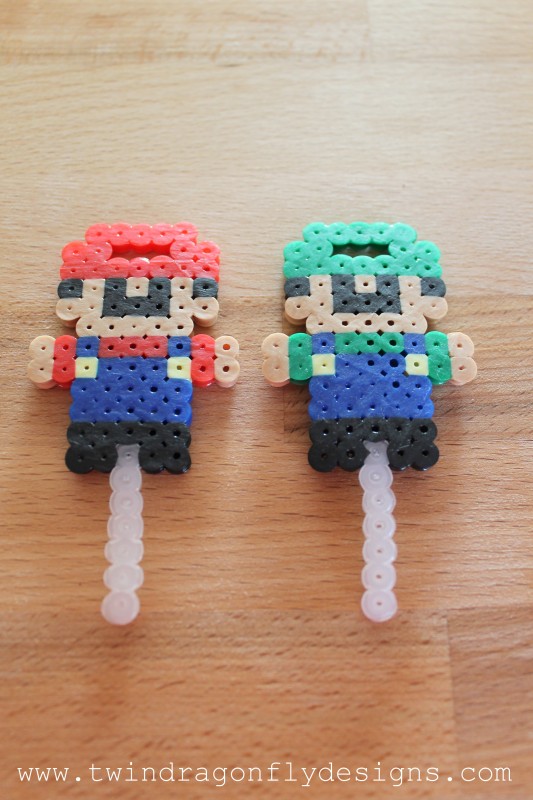 Mario & Luigi Perler Bead Bubble Wands