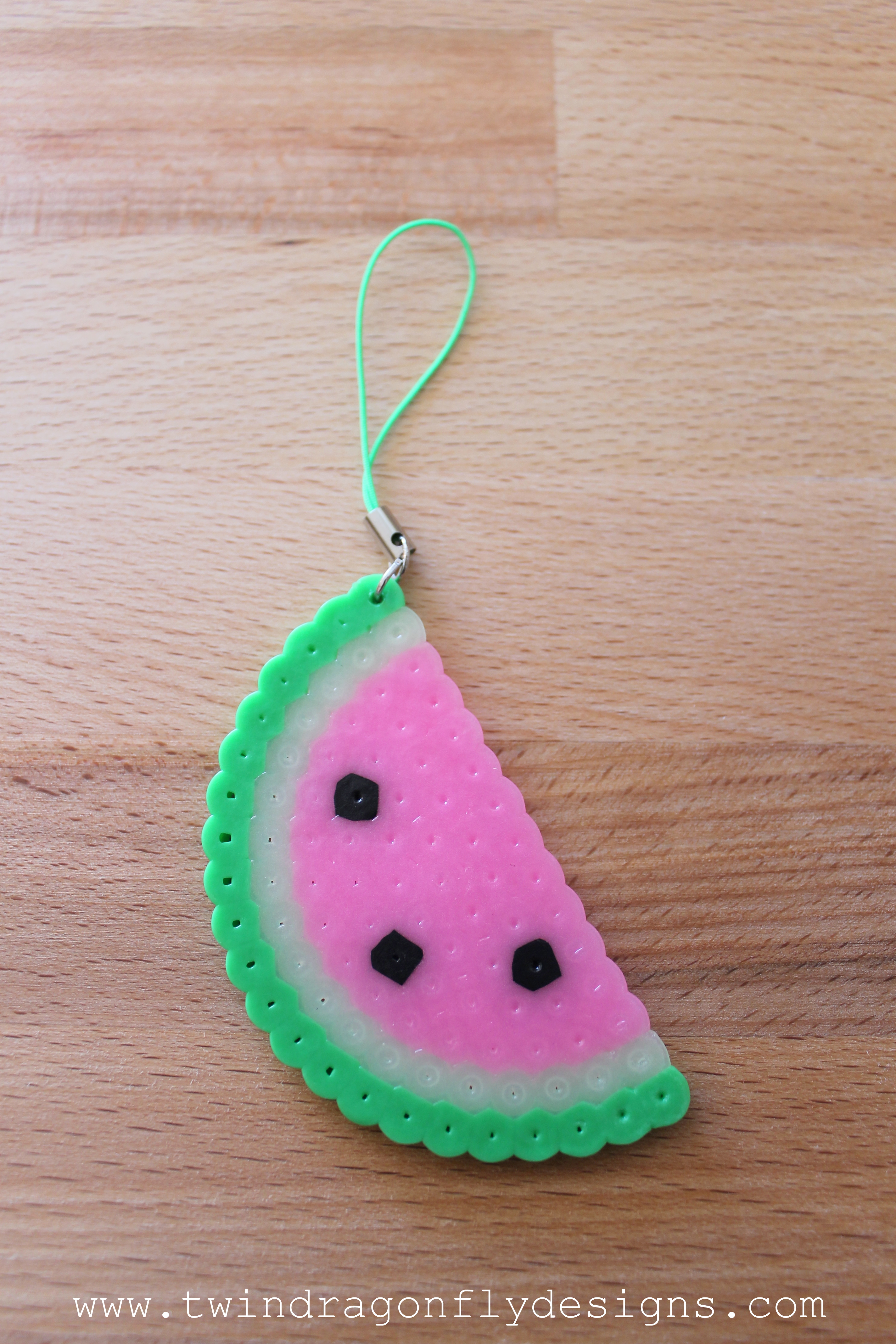 Watermelon Perler Bead Keychain
