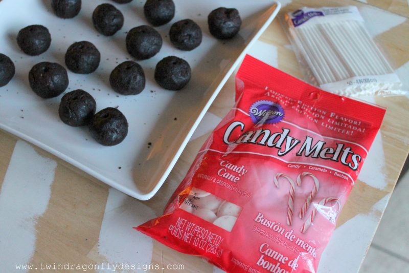 Candy Cane Brownie Cake Pops