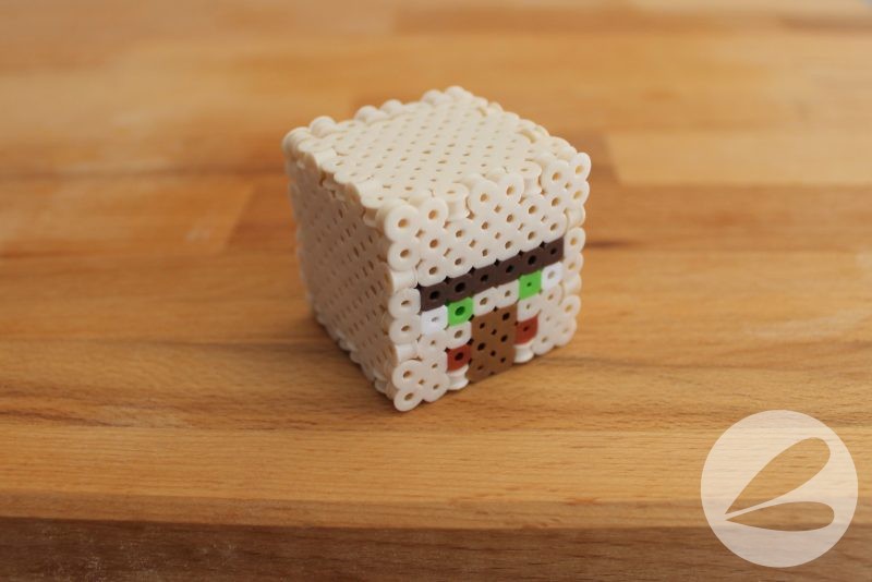 3D Minecraft Perler Bead Villager head.