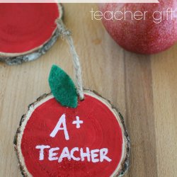Wooden Apple Ornament Teacher Gift