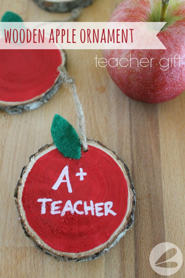 Wooden Apple Ornament Teacher Gift