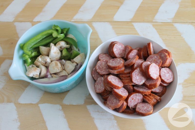 mushroom and green pepper sausage skillet recipe