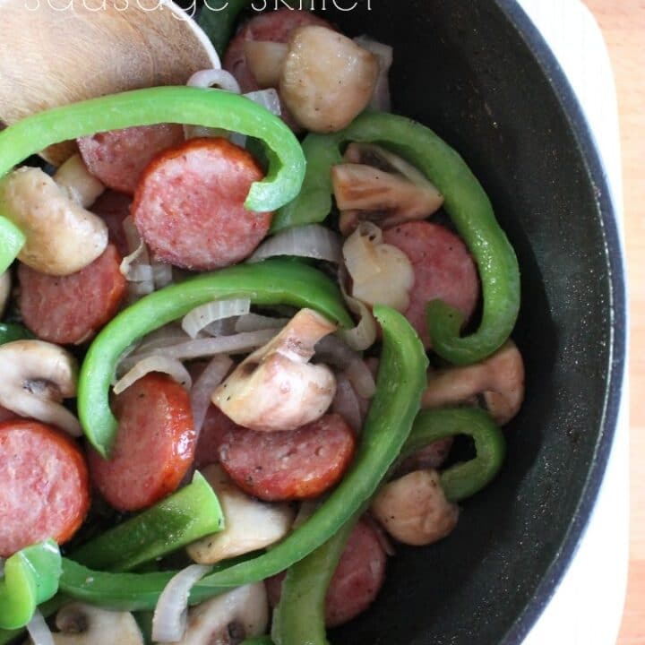 mushroom and green pepper sausage skillet recipe