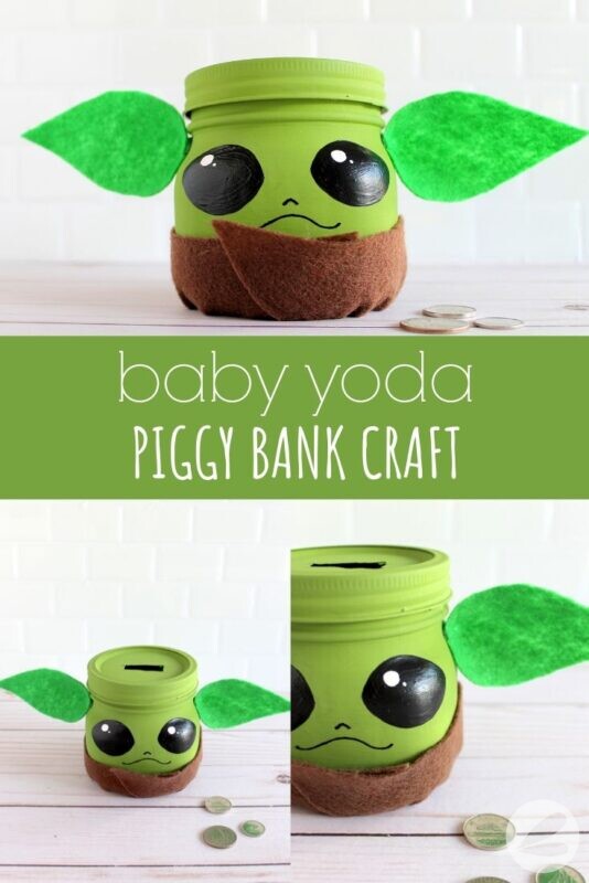 Baby Yoda Piggy Bank Craft