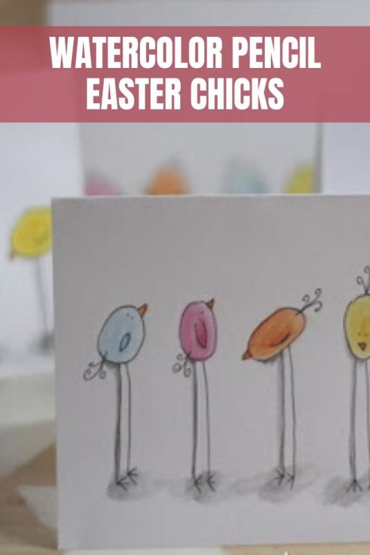 watercolor pencil easter chicks