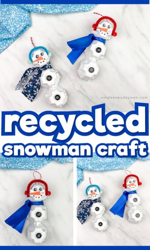 snowman diy ornament from egg cartons pin image