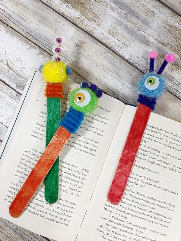 craft stick monster bookmarks
