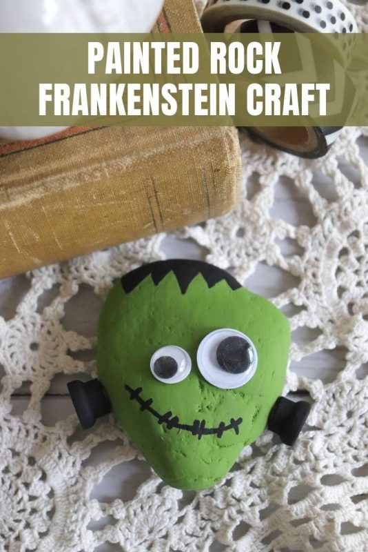 painted rock frankenstein