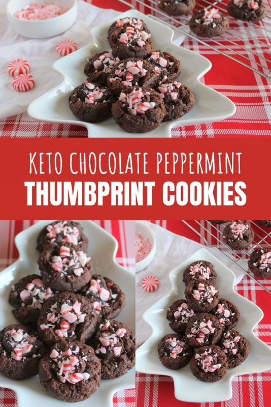 keto chocolate perppermint thumbprint cookies