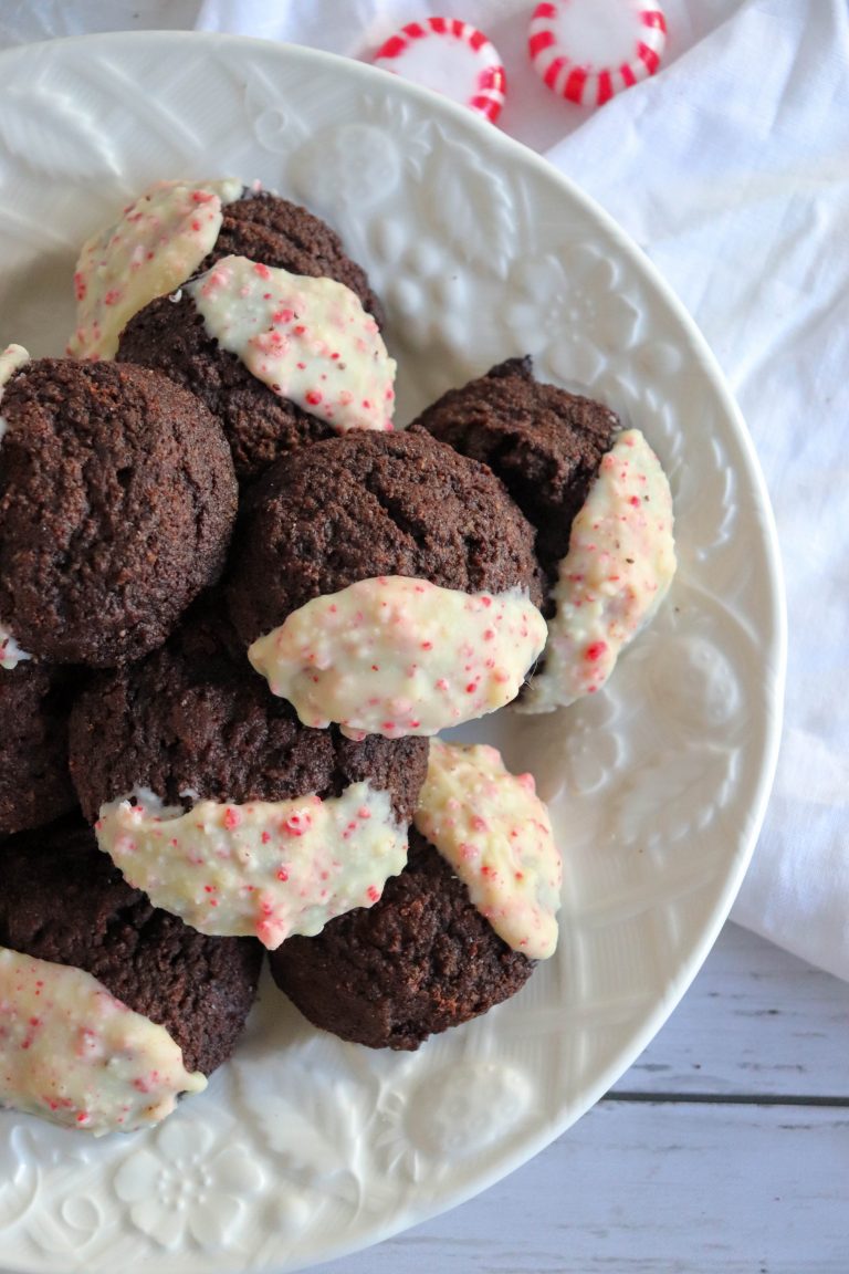 Keto Peppermint Dipped Chocolate Cookies