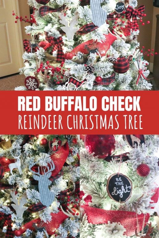 red buffalo check reindeer christmas tree