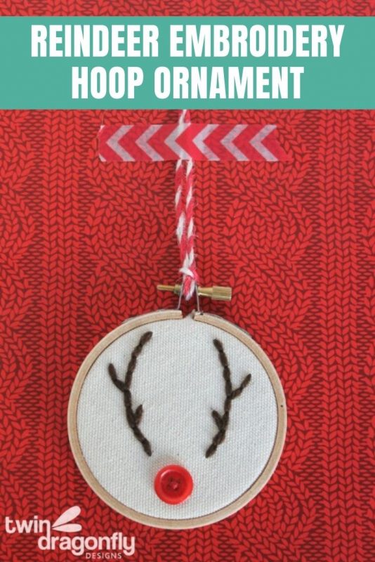 reindeer embroidery hoop ornament