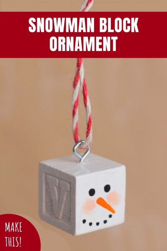 snowman block ornament