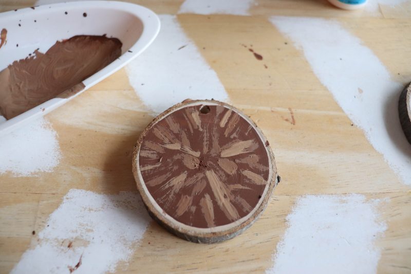 wood slice chewbacca ornament