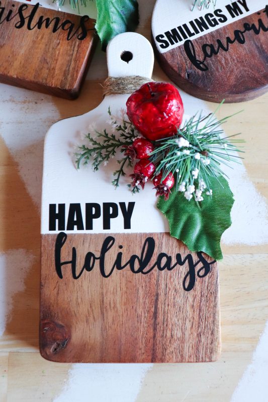 holiday wooden cutting board sign