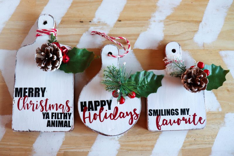holiday wooden cutting board sign