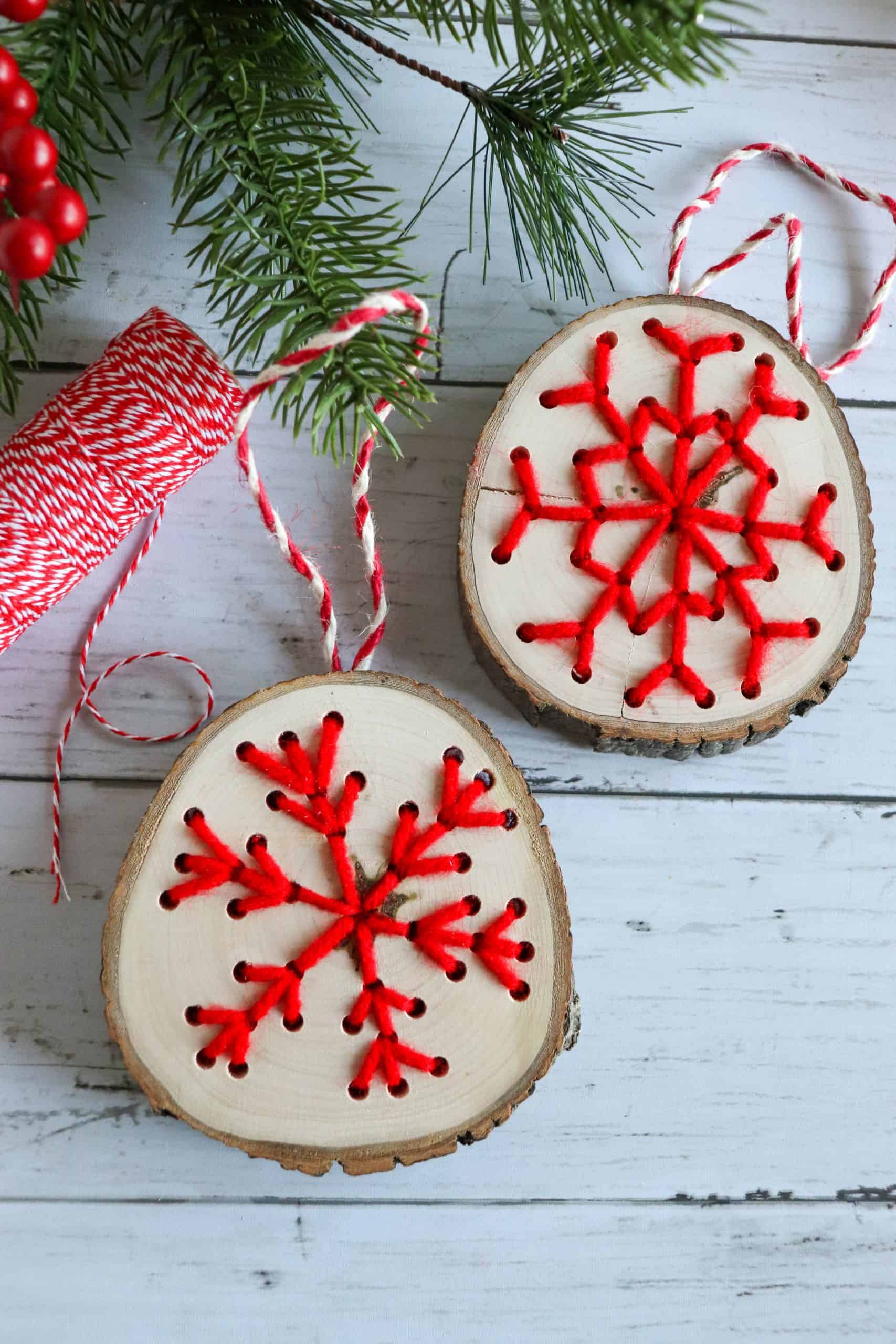 yarn snowflake ornament craft » Homemade Heather