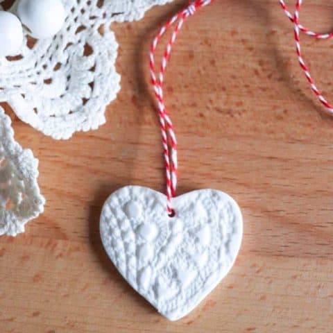 PRESSED POLYMER CLAY HEART ORNAMENT CRAFT