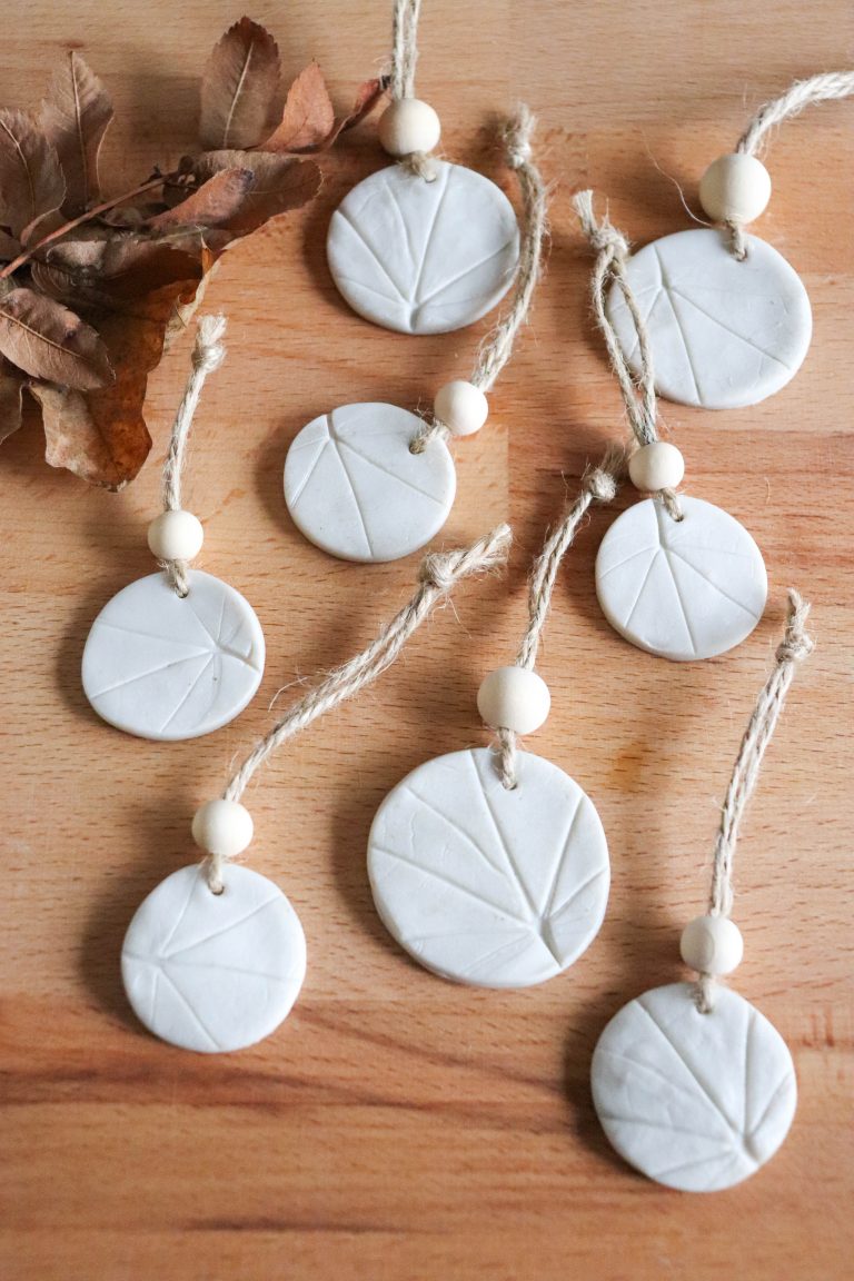 DIY Leaf Impression Clay Ornaments