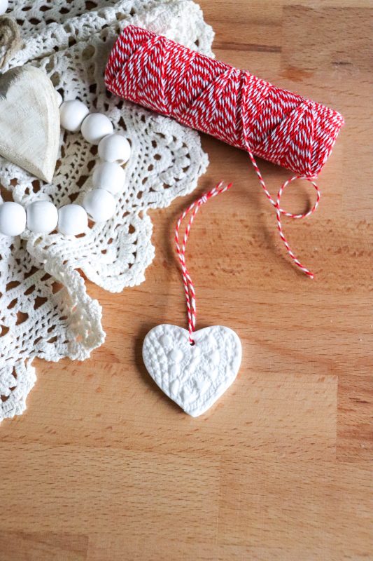 pressed clay heart ornaments