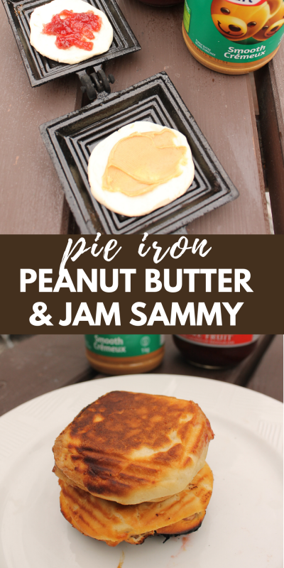 pie iron peanut butter and jam sandwich