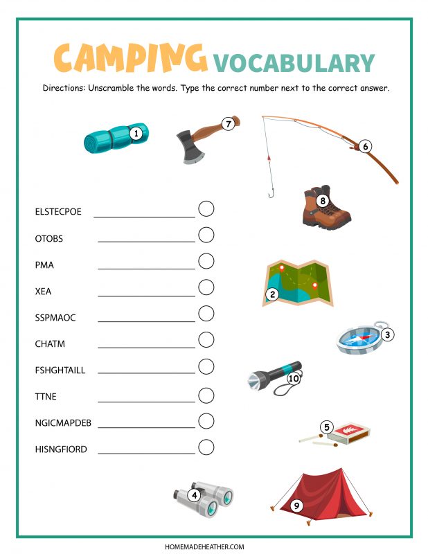 camping vocabulary