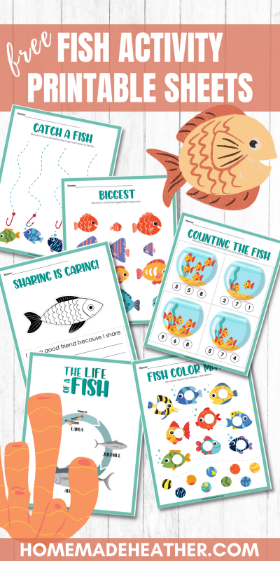 A collection of fish activity printable sheets.