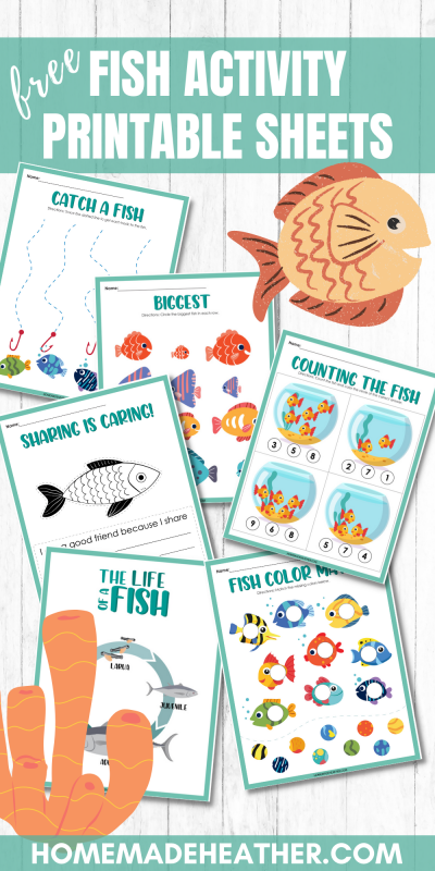 Free printable fish activity sheets.