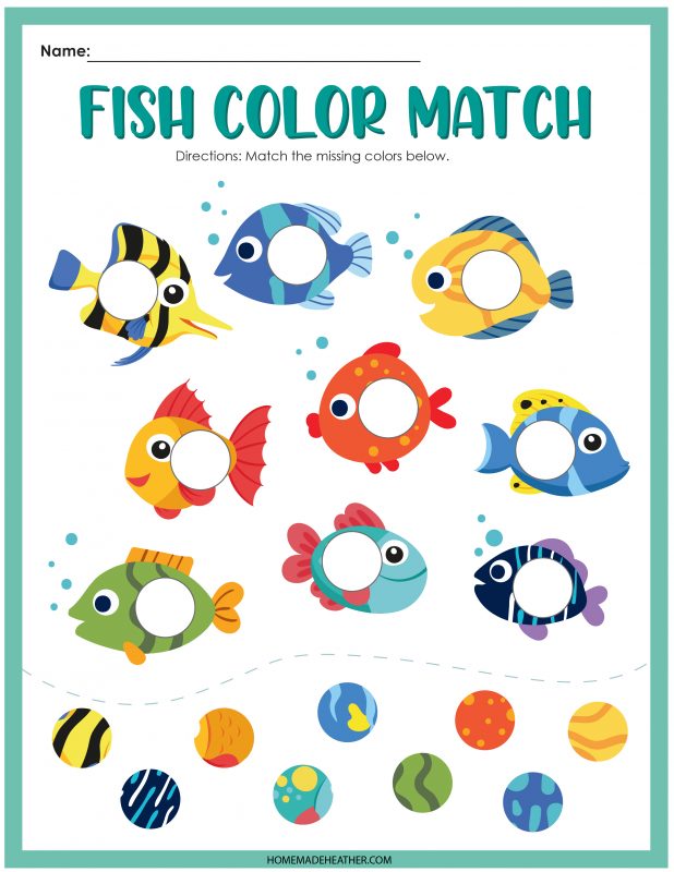 Fish matching activity printables.