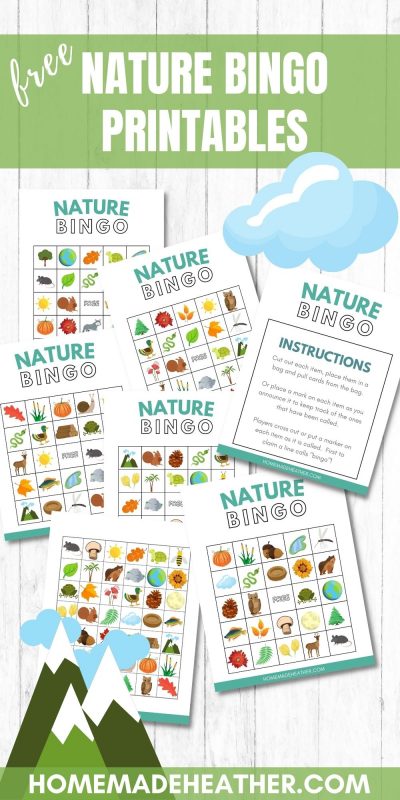 Free nature themed printable bingo cards.