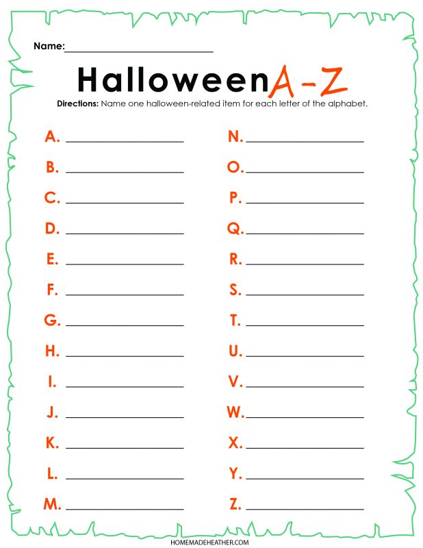 Halloween Activity Printable Sheets