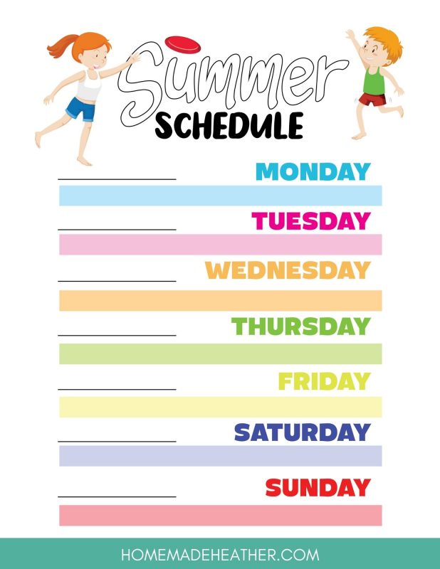 summer schedule printables