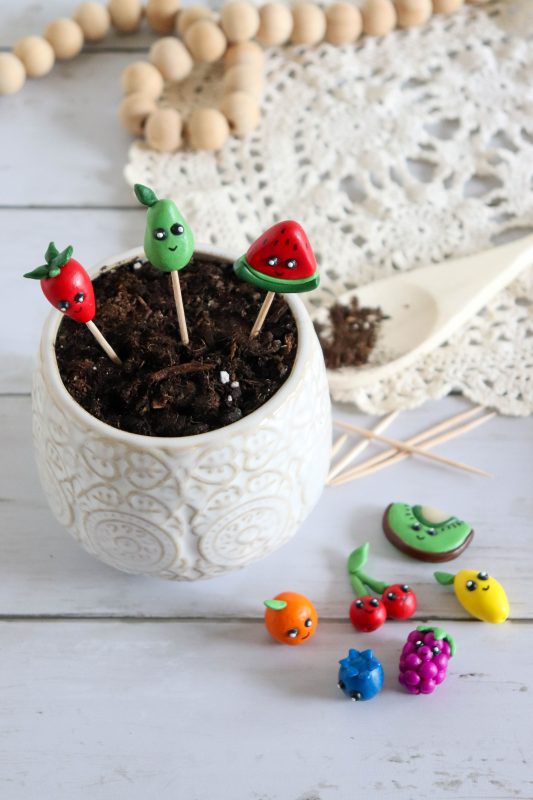 polymer clay fruit plant markers