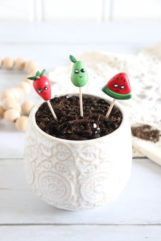 polymer clay fruit plant markers