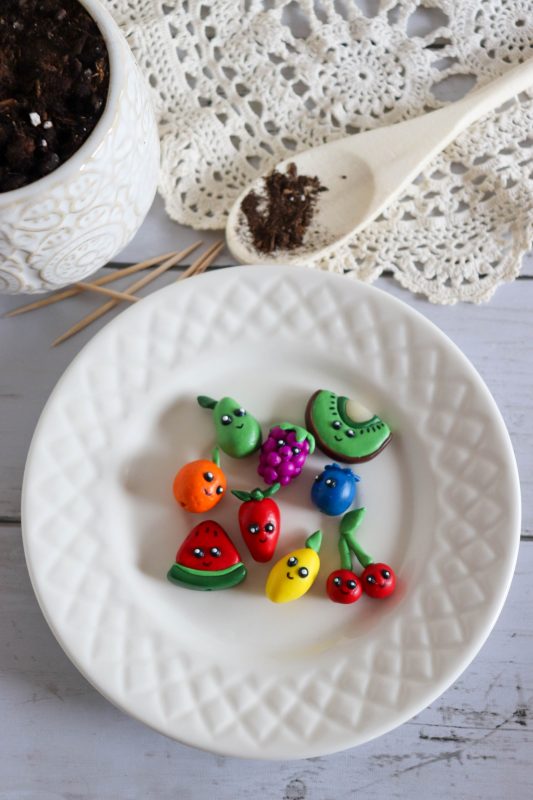 polymer clay fruit plant markers