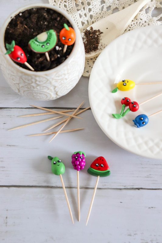 polymer clay fruit plant markers