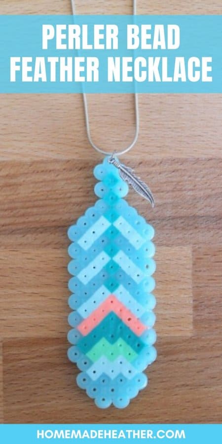 Perler Bead Feather Necklace