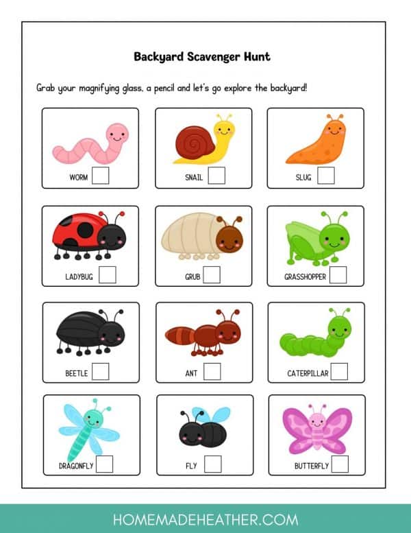 Free Backyard Printable Scavenger Hunt