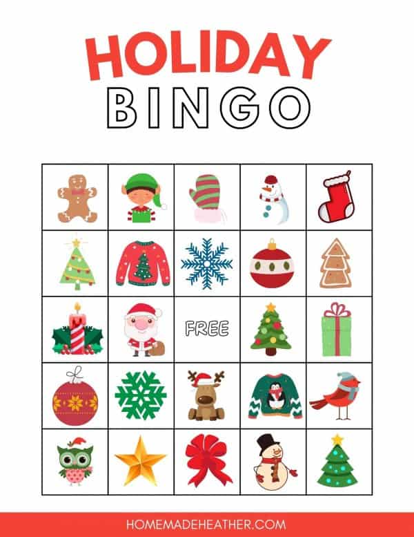 Free holiday bingo printables.