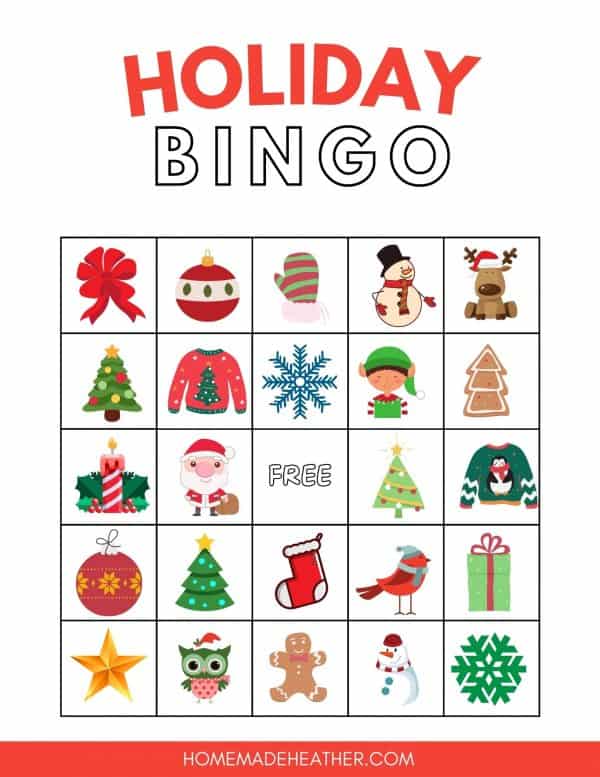 Holiday bingo free printable.